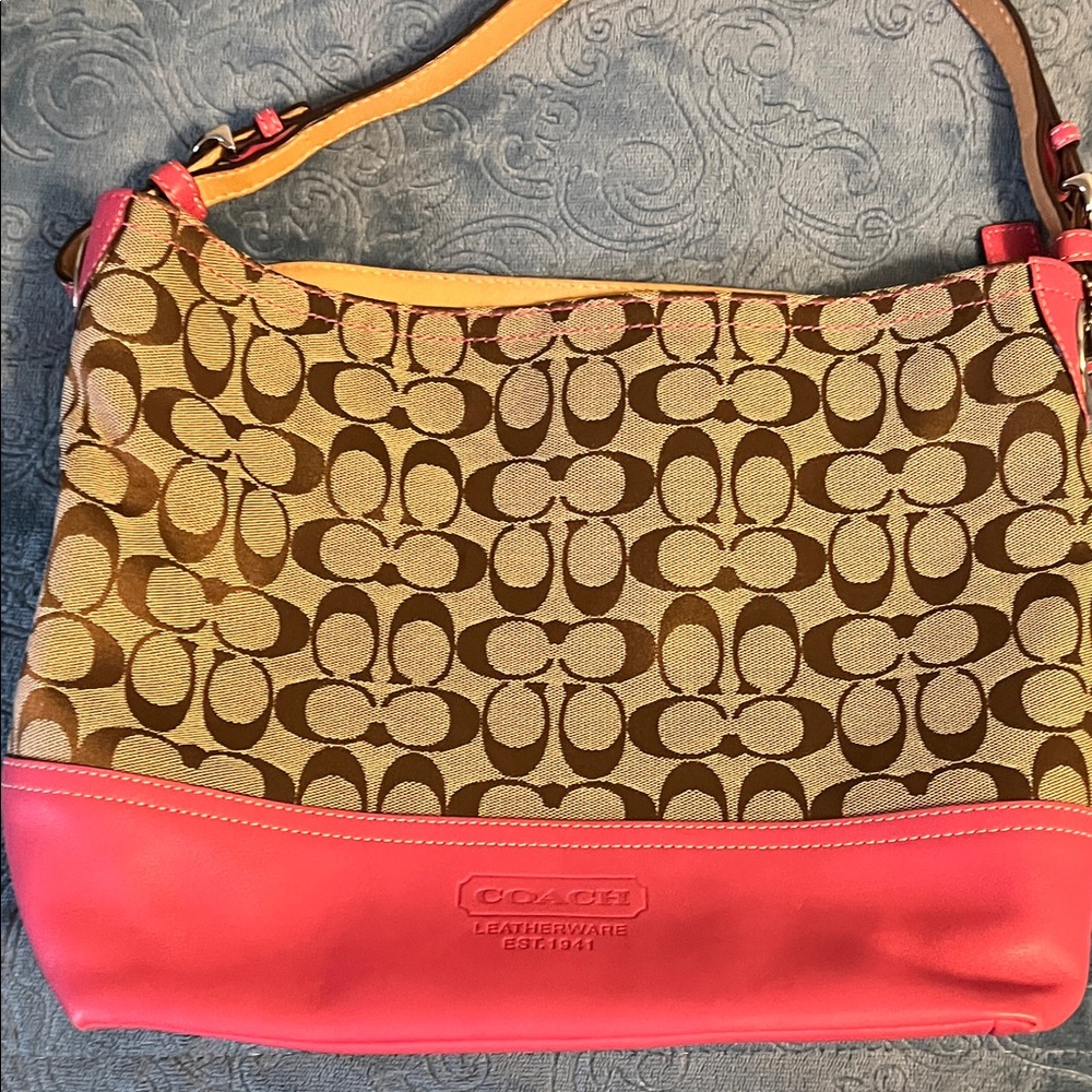 Coach Brown and Pink Hobo Bag